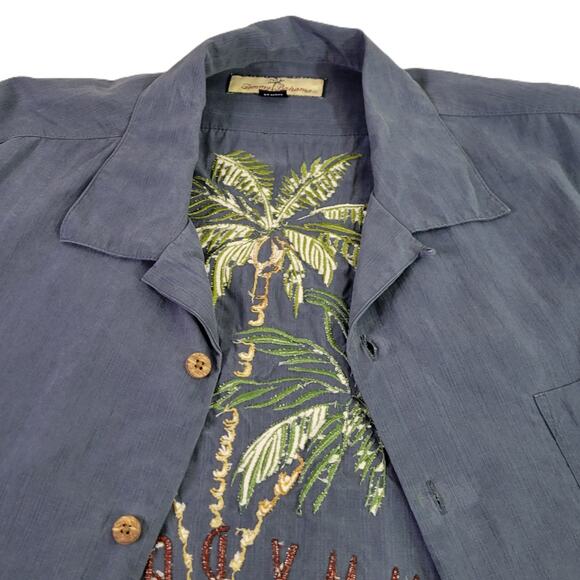 Tommy Bahama Embroidered Men's Silk Shirt Size L "Weekends, Weekdays, Whatever" - Picture 3 of 9